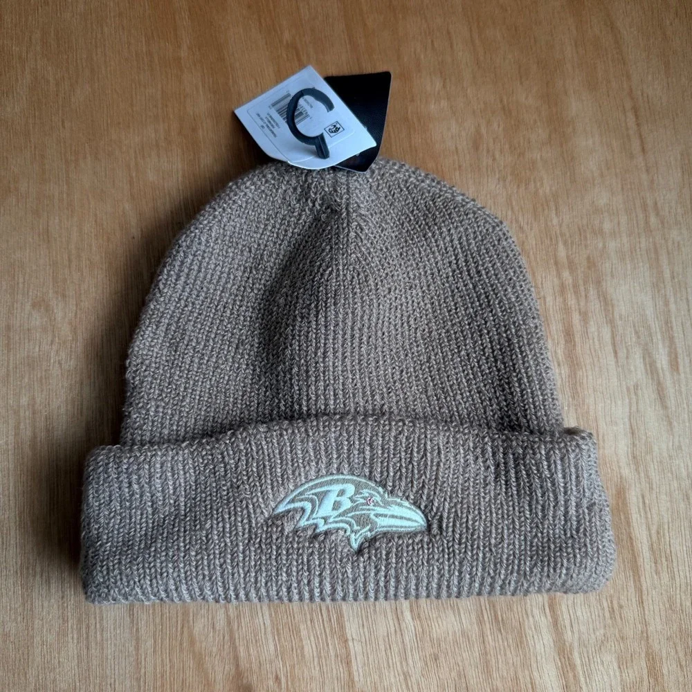 Baltimore Ravens NFL Portabella Tan Cuffed Beanie Knit Hat OSFA NEW streetwear